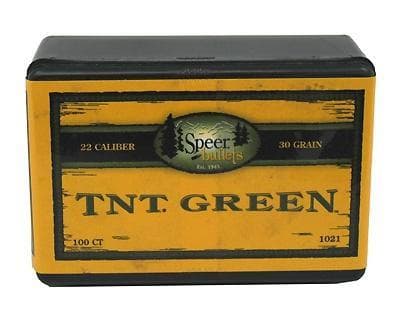Speer TNT Green Rifle Bullets .22 cal Hornet .224" 30 gr TNT- grN 100/ct