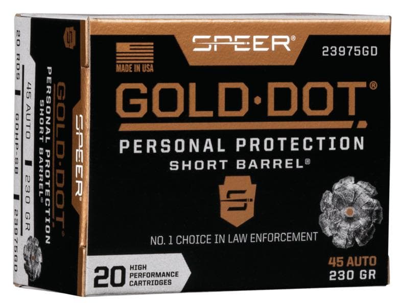 Speer Gold Dot Short Barrel Handgun Ammunition .45 ACP 230 gr HP 820 fps 20/ct