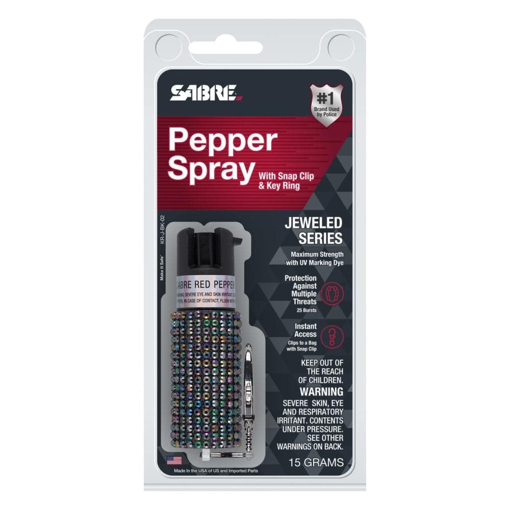 Sabre Jeweled Pepper Spray with Key Ring Pink