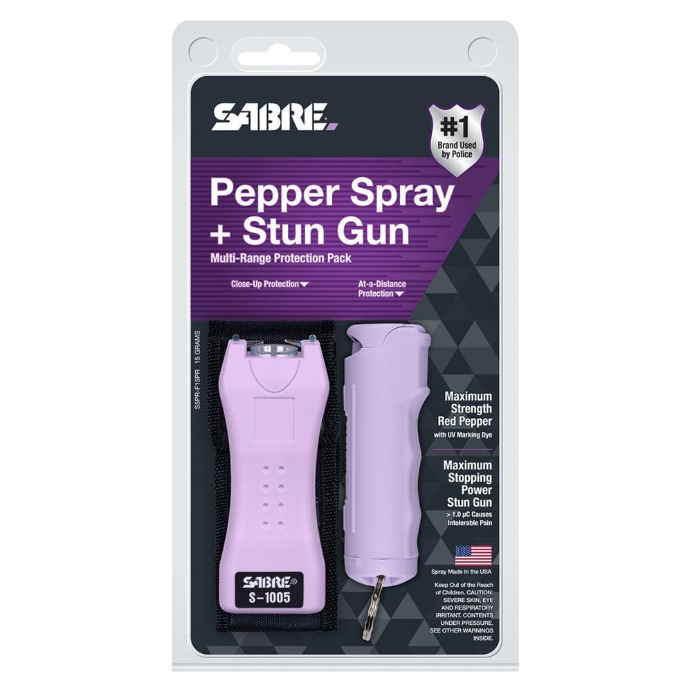 Sabre Pepper Spray and 2-in-1 Stun Gun Multi-Range Protection Pack Purple