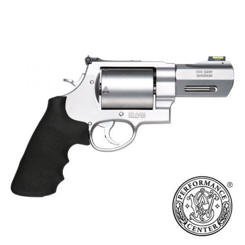 Smith & Wesson X Frame Series Performance Center Model 500 Handgun 500 S&W Mag 5rd Capacity 3.5" Barrel Silver with Black Grip Fiber Optic Sights
