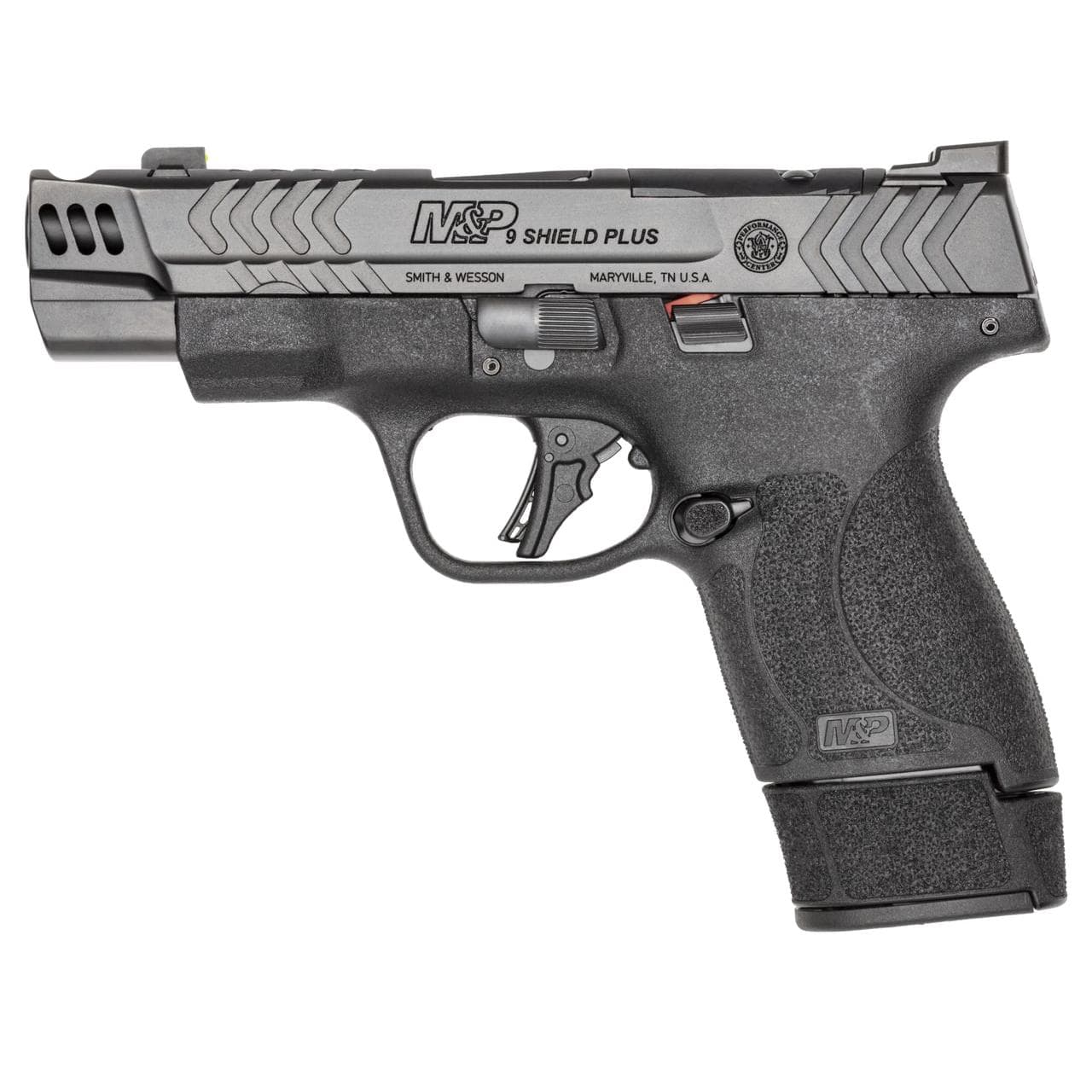 S&W PC M&P 9 Shield Plus Carry Comp Handgun 9mm Luger 10/13/15rd Magazines 4" Barrel Optic Ready No Thumb Safety