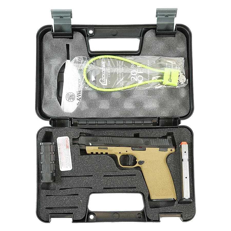 S&W M&P Handgun 5.7x28mm 22rd Magazines (2) 5" Threaded Barrel FDE Optic Ready No Manual Safety