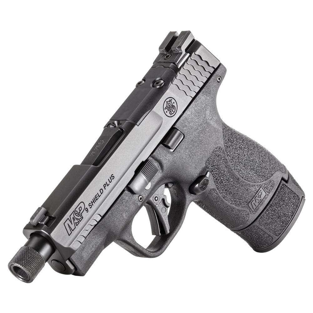 S&W M&P 9 Shield Plus Handgun 9mm Luger 10/13/15rd Magazines 3.7" Threaded Barrel OR Night Sight No Thumb Safety