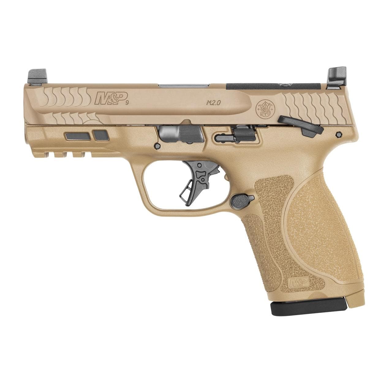S&W M&P 9 M2.0 Compact Optic Ready Handgun 9mm Luger 10rd Magazine(2) 4'' Barrel FDE Thumb Safety