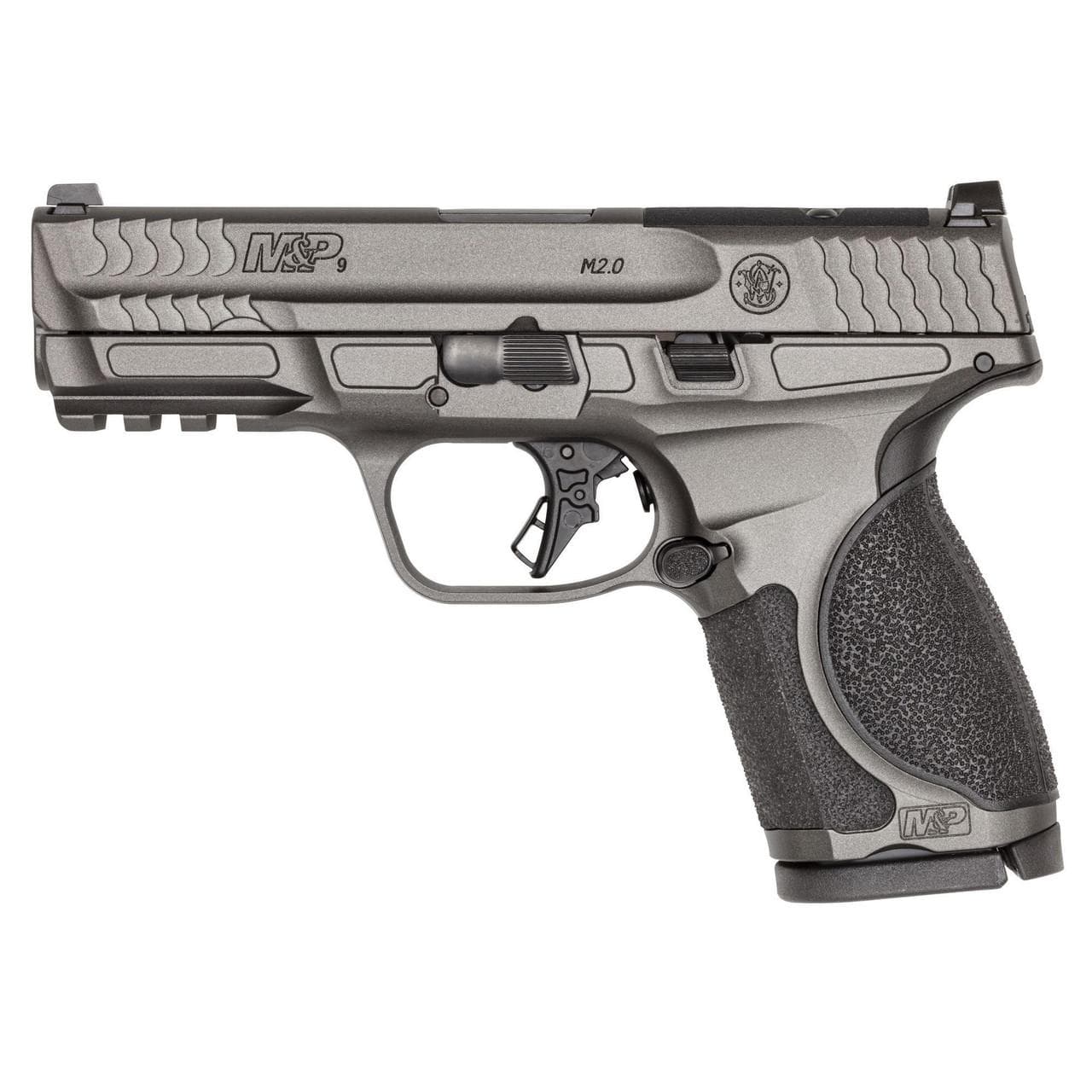 S&W M&P 9 M2.0 Metal Compact OR Handgun 9mm Luger 15rd Magazine(2) 4" Barrel Tungsten Gray Cerakote No Thumb Safety