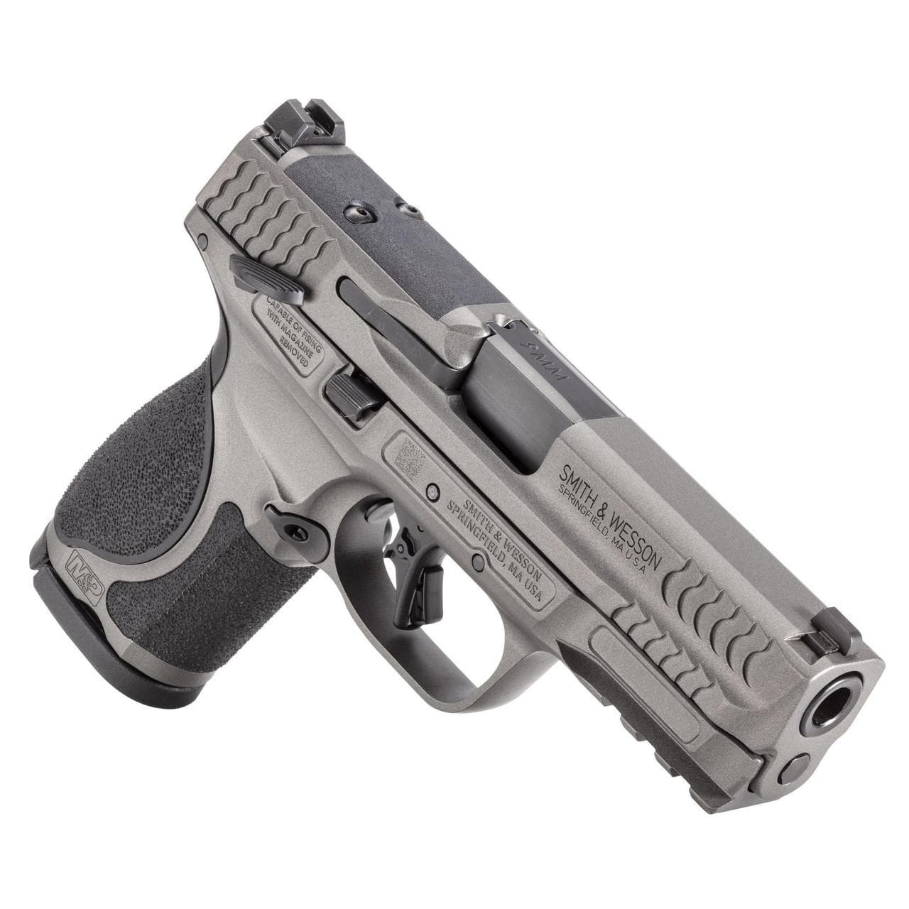 S&W M&P 9 M2.0 Metal Compact OR Handgun 9mm Luger 15rd Magazine(2) 4" Barrel Tungsten Gray Cerakote Thumb Safety