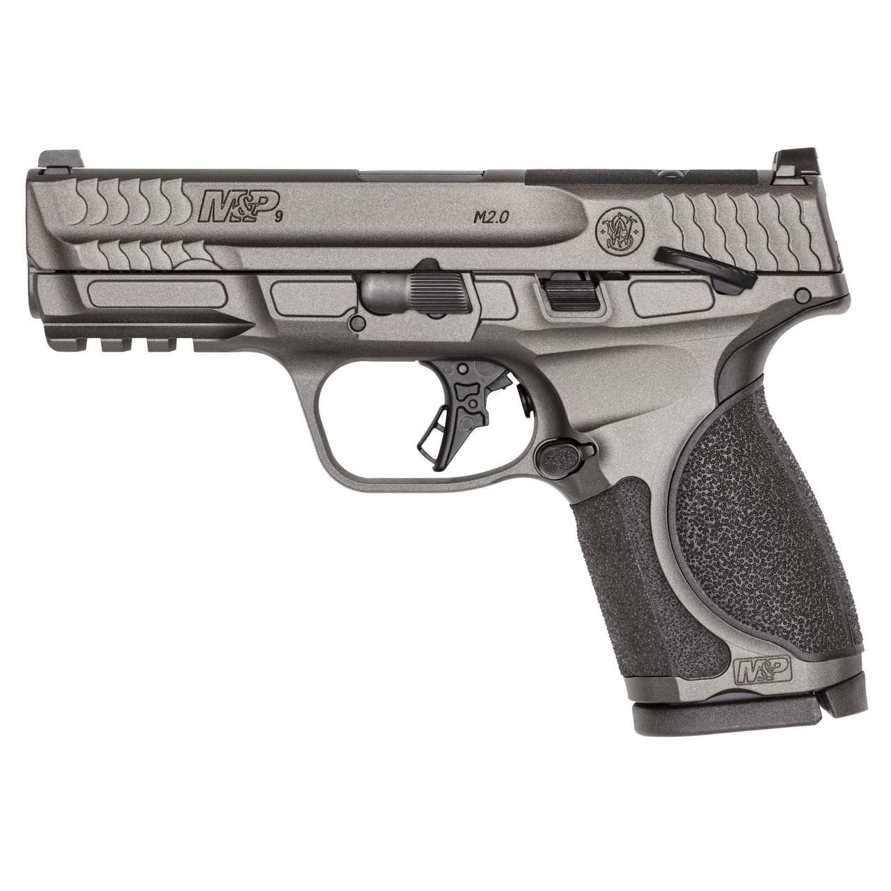 S&W M&P 9 M2.0 Metal Compact OR Handgun 9mm Luger 10rd Magazine(2) 4" Barrel Tungsten Gray Cerakote Thumb Safety