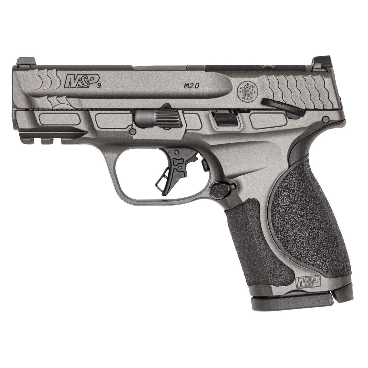 S&W M&P 9 M2.0 Metal Compact OR Handgun 9mm Luger 10rd Magazine(2) 3.6" Barrel Tungsten Gray Cerakote Thumb Safety