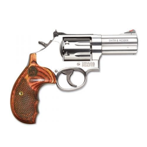 Smith & Wesson L Frame Model 686 Plus Deluxe Handgun .357 Mag 7rd Capacity 3" Barrel Silver with Wood Grips