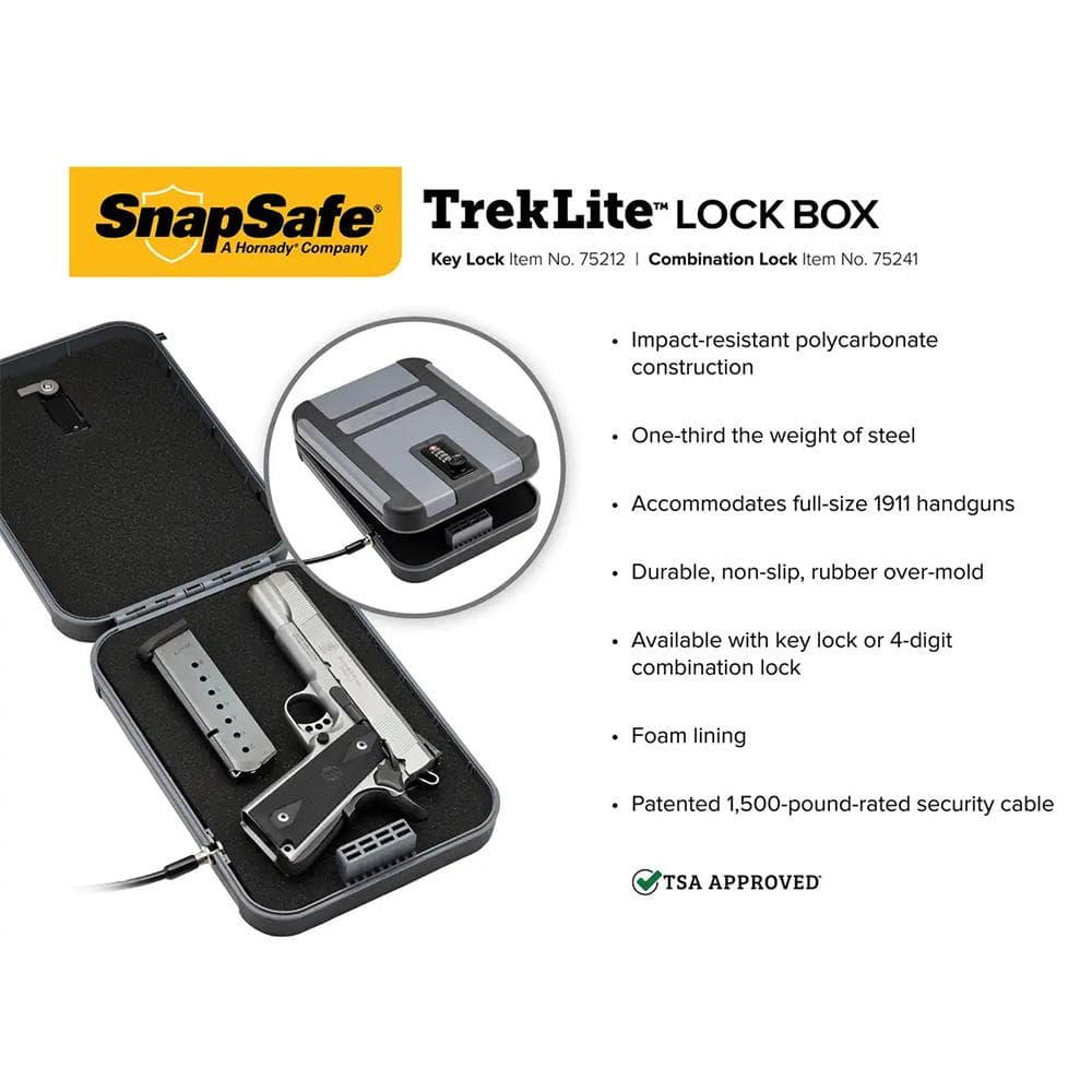 Snapsafe TrekLite Lock Box XL Handgun Safe TSA Combination Lock