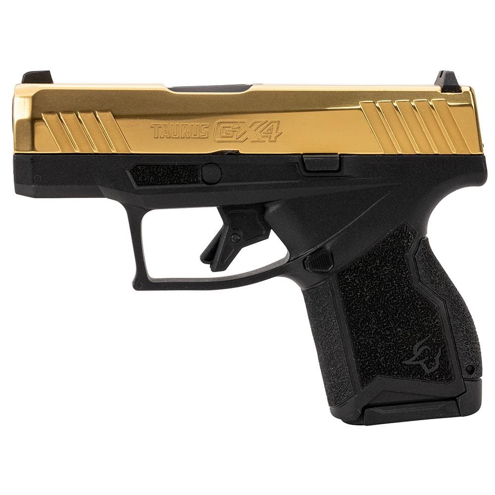 Taurus GX4 Handgun 9mm Luger 11rd (1) & 13rd (1) Magazines 3" Barrel Gold Slide and Black