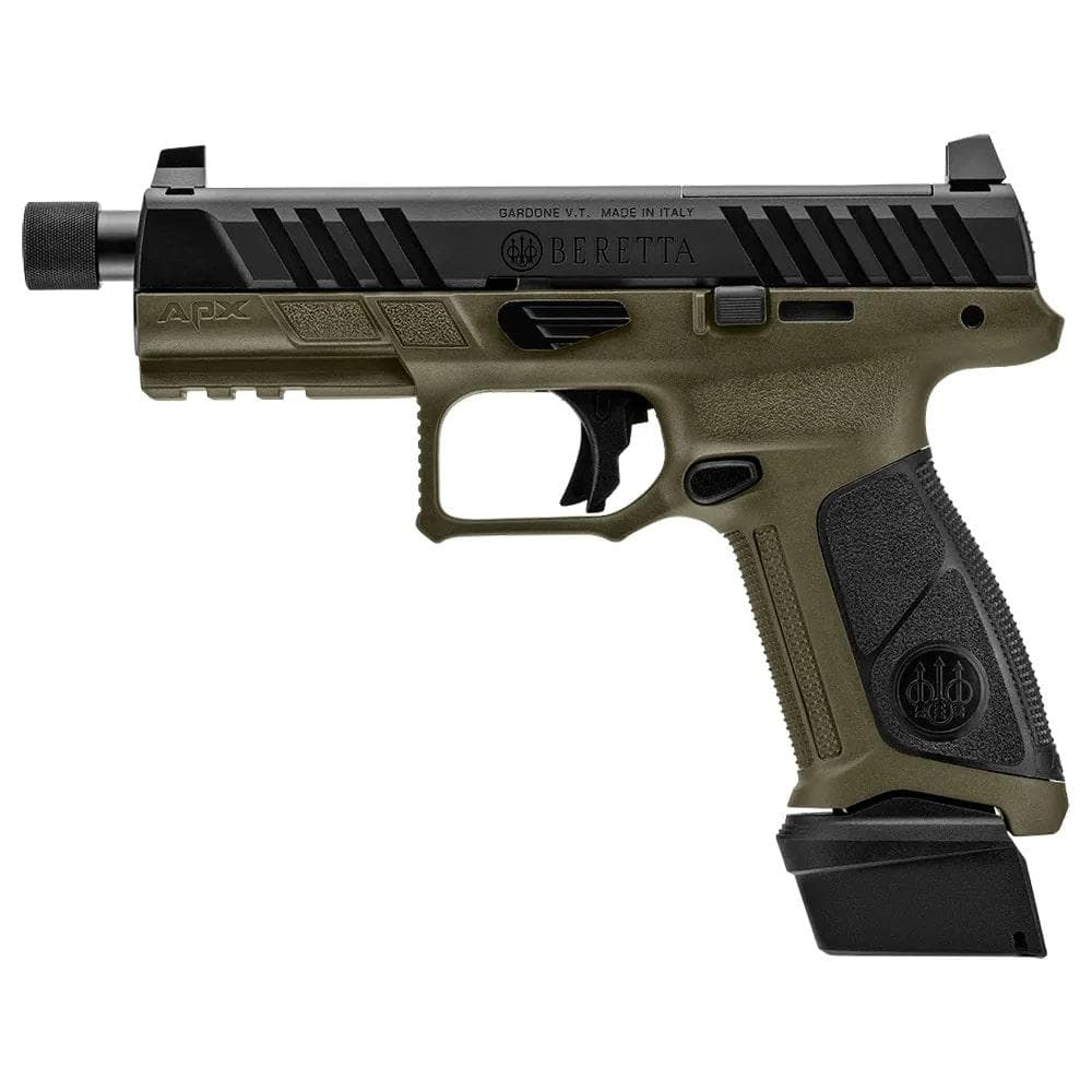 Beretta APX A1 Full Size Tactical Handgun 9mm Luger 21rd Magazines (3) 4.8" Threaded Barrel OD Green with Black Slide and Grip