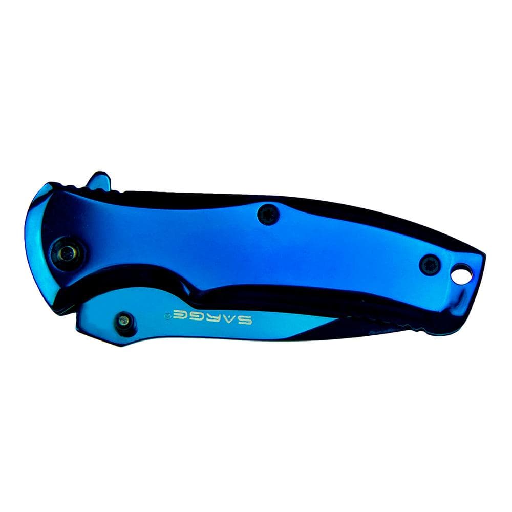 Sarge Knives Phase Folding Knife 2-1/2" Drop Point Blade Blue Tin
