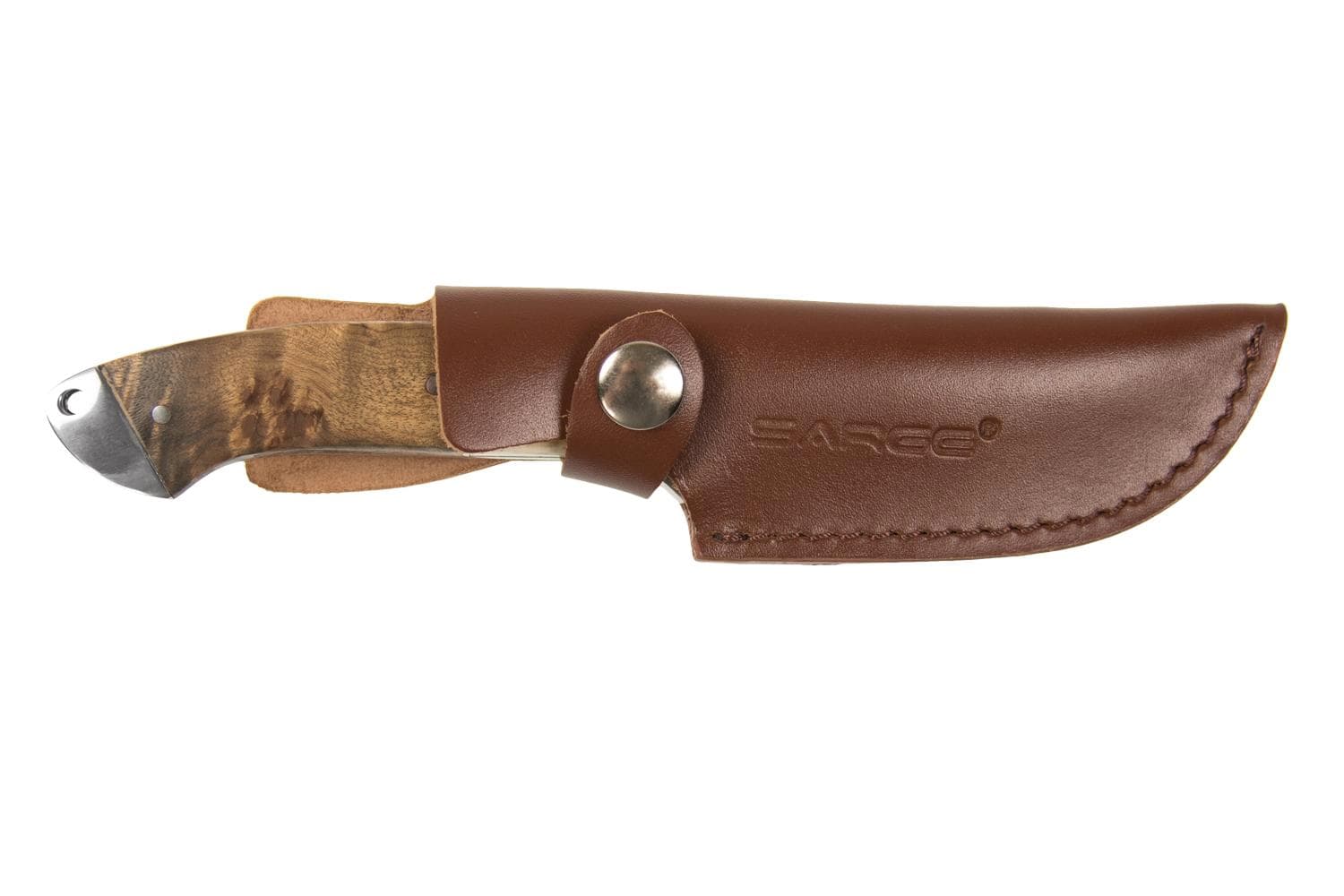 Sarge Knives Terrain Fixed Blade Knife 3-1/2" Gut Hook Wood & Stag