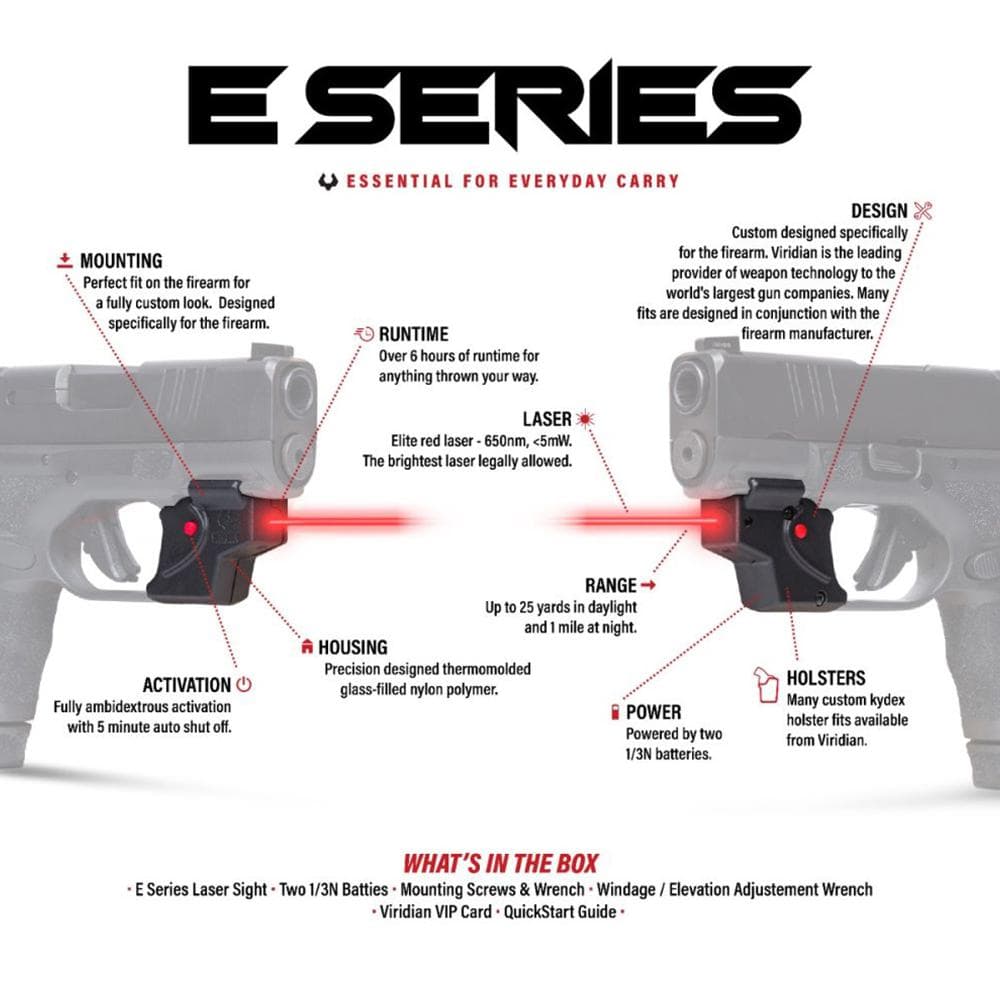 Viridian E Series Red Laser for Walther P22 Black Retail Box