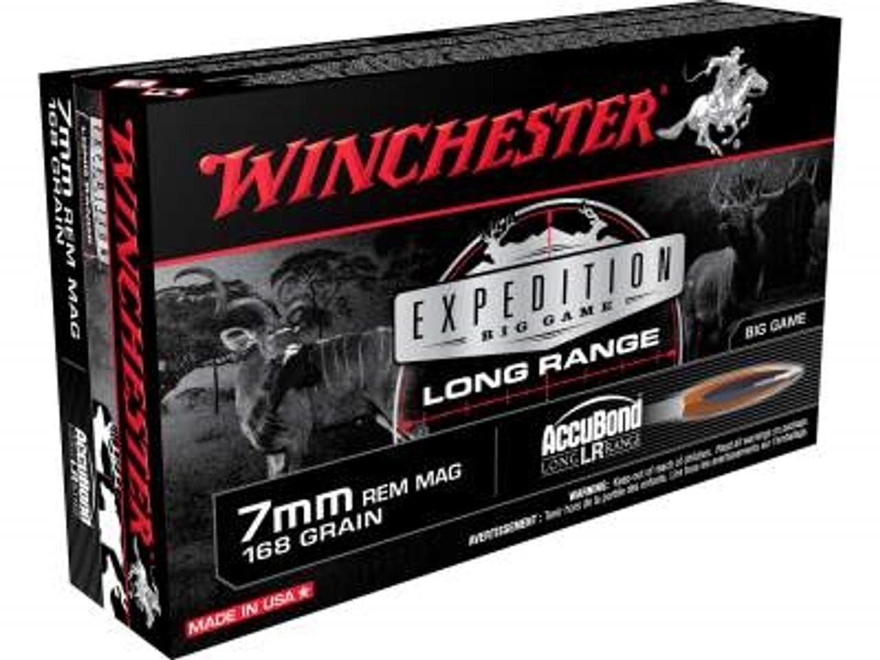 Winchester Expedition Big Game Long Range Rifle Ammunition 7mm Rem Mag 168 gr. PT 2900 fps 20/ct