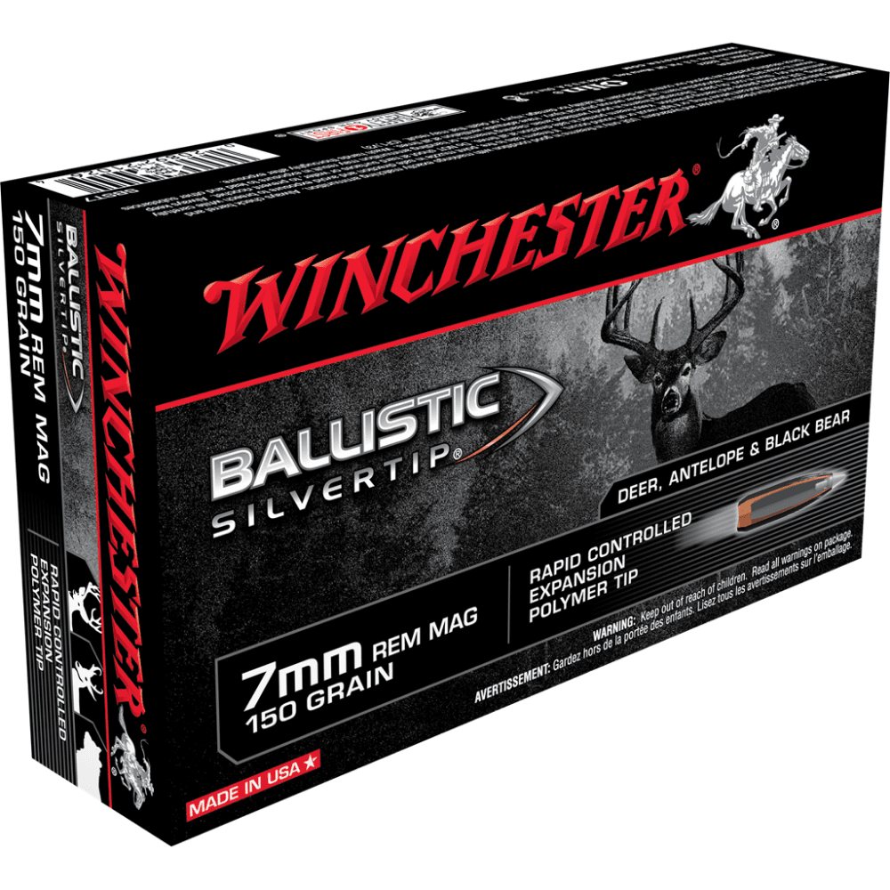 Winchester Ballistic Silvertip Rifle Ammunition 7mm Rem Mag 150 gr. PT 3100 fps 20/ct