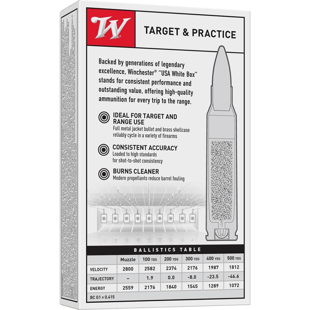 Winchester USA Rifle Ammunition .308 Win 147 gr. FMJ 2800 fps 20/ct