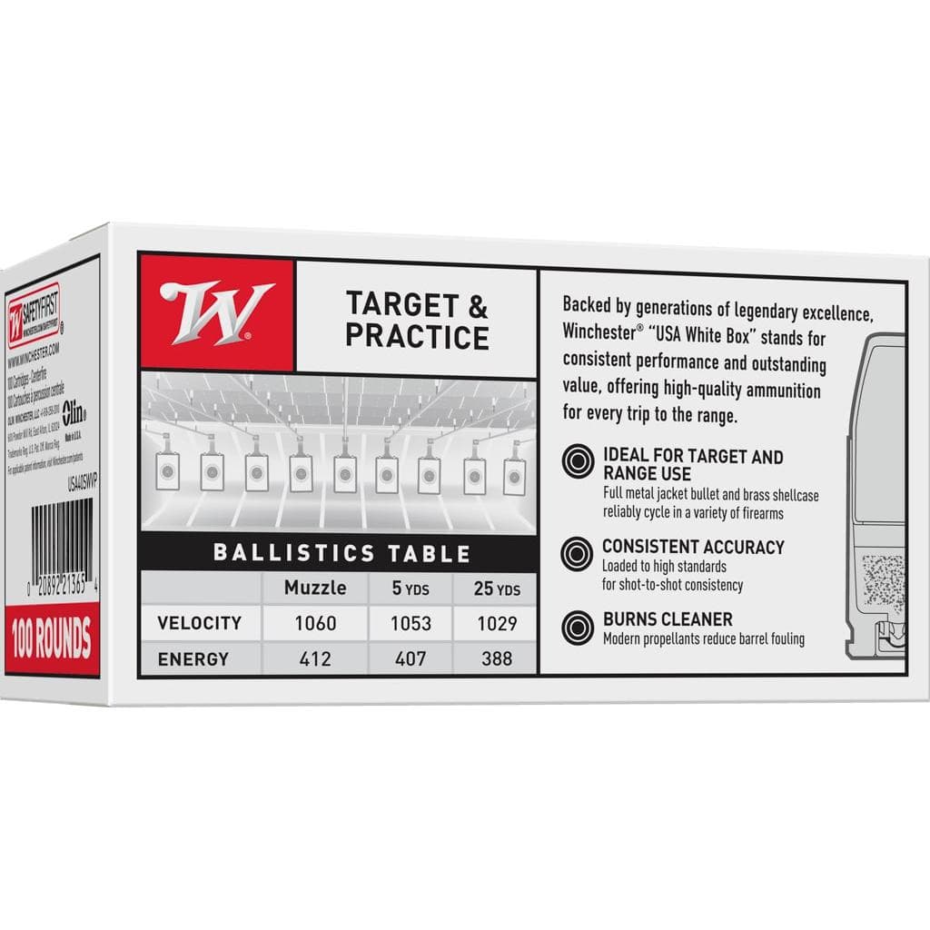 Winchester USA Handgun Ammunition .40 S&W 165 gr. FMJ 1060 fps 100/ct