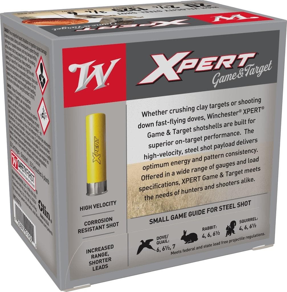 Winchester Xpert Steel Shotshells 20 ga 2-3/4" 3/4 oz 1325 fps #6 25/ct