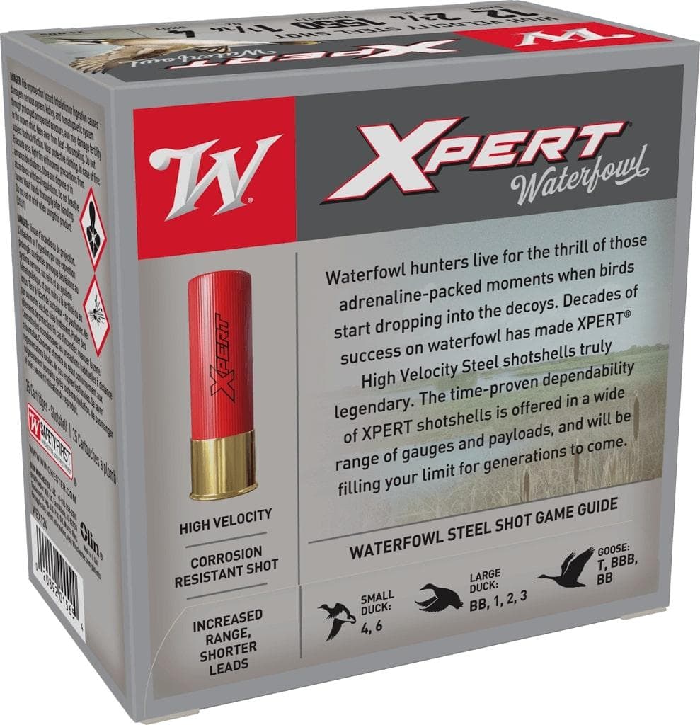 Winchester Xpert High Velocity Steel Shotshells 12 ga 2-3/4" 1-1/16 oz 1550 fps #4 25/ct