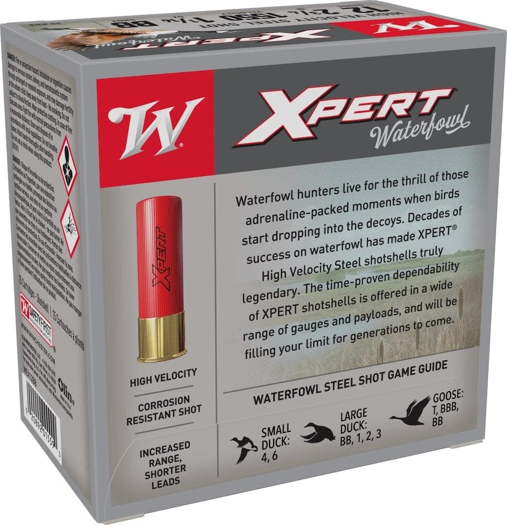 Winchester Xpert High Velocity Steel Shotshells 12 ga 2-3/4" 1-1/16 oz 1550 fps #BB 25/ct