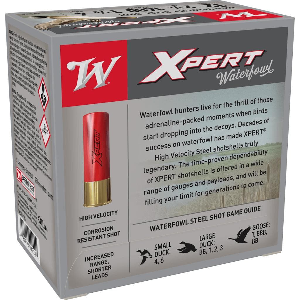 Winchester Xpert High-Velocity Steel Shotshells 12 ga 2-3/4" 1-1/8 oz 1400 fps #4 25/ct