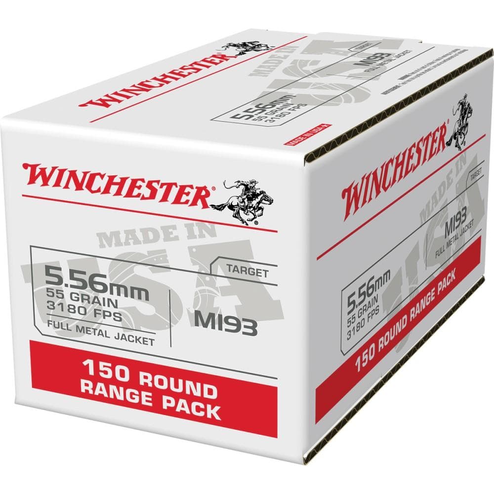 Winchester USA Lake City M193 Rifle Ammunition 5.56mm 55 gr. FMJ 3240 fps 150/ct