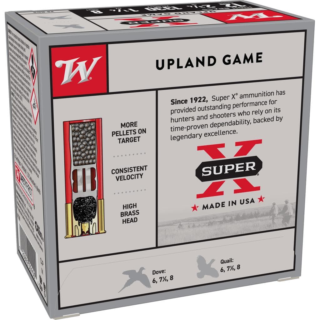 Winchester Super-X High-Brass Shotshells 12 ga 2-3/4" 1-1/4 oz 1330 fps #8 25/ct