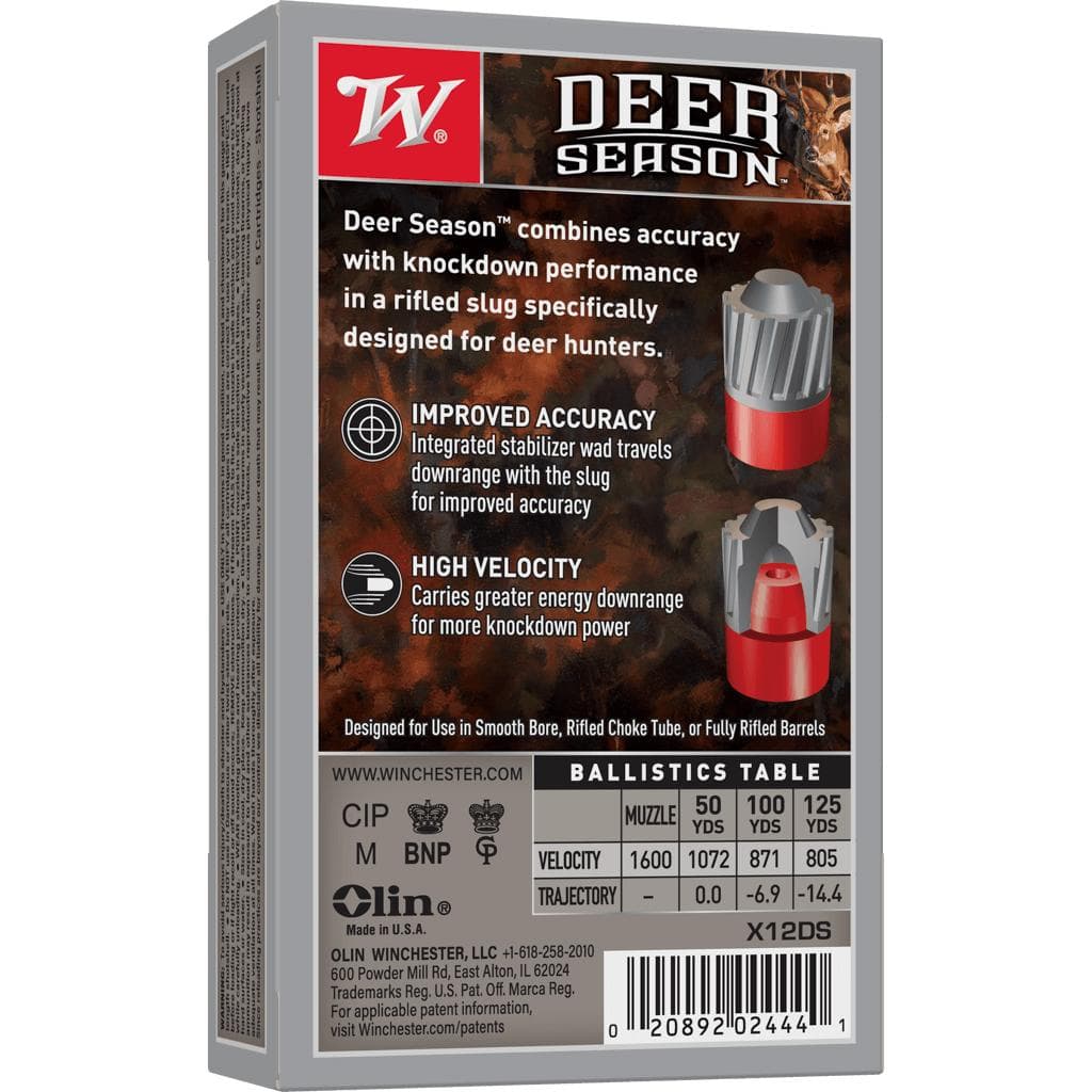 Winchester Deer Season Shotshells 12 ga 2-3/4" 1-1/4 oz 1600 fps Slug 5/ct