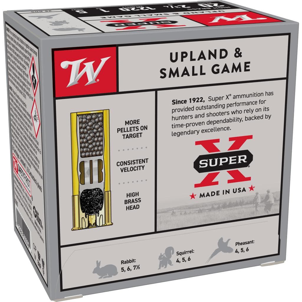 Winchester Super-X High-Brass Shotshells 20 ga 2-3/4" 1 oz 1220 fps #5 25/ct