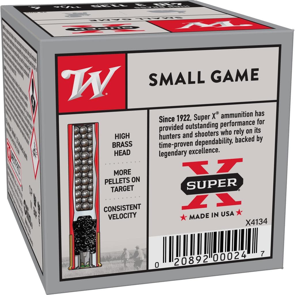 Winchester Super-X High-Brass Shotshells .410 ga 3" MAX 11/16 oz 1135 fps #4 25/ct
