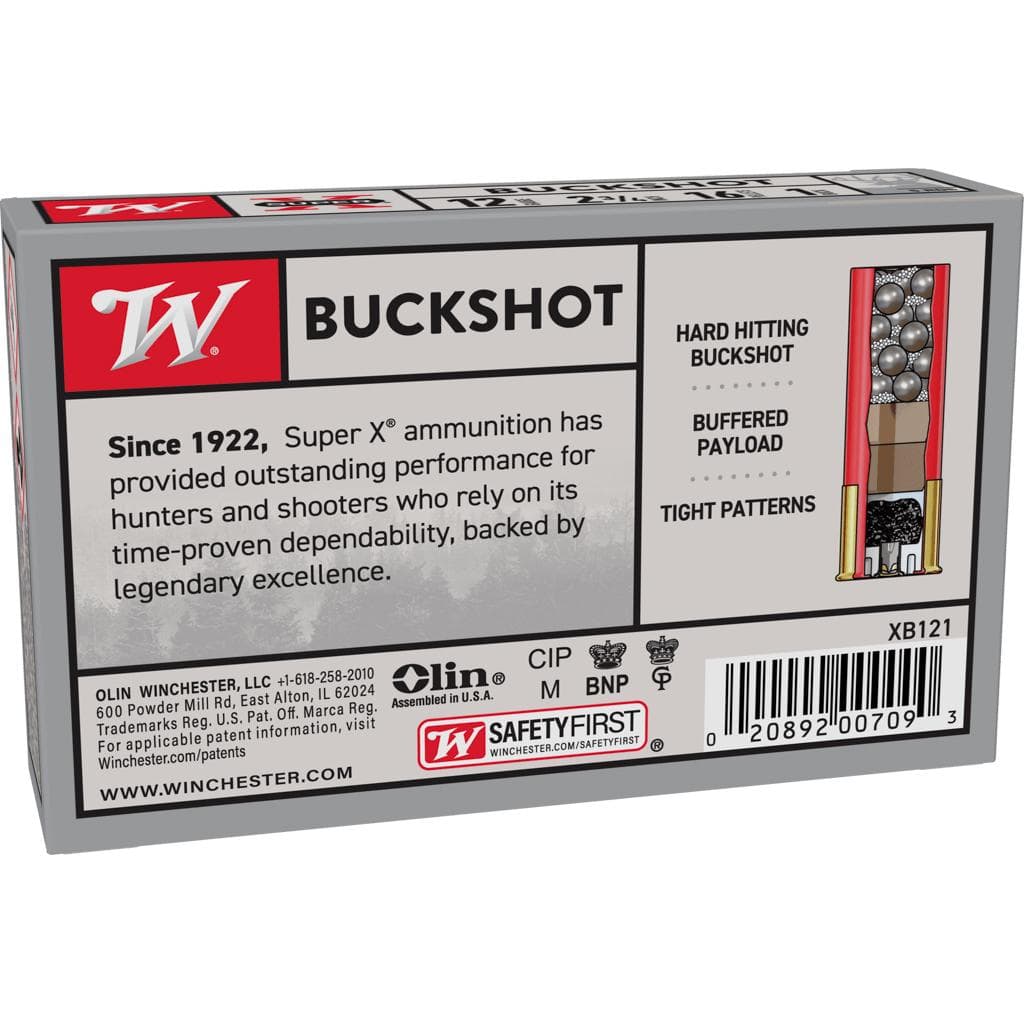 Winchester Super-X Buckshot Shotshells 12 ga 2-3/4" 1350 fps #1B 5/ct