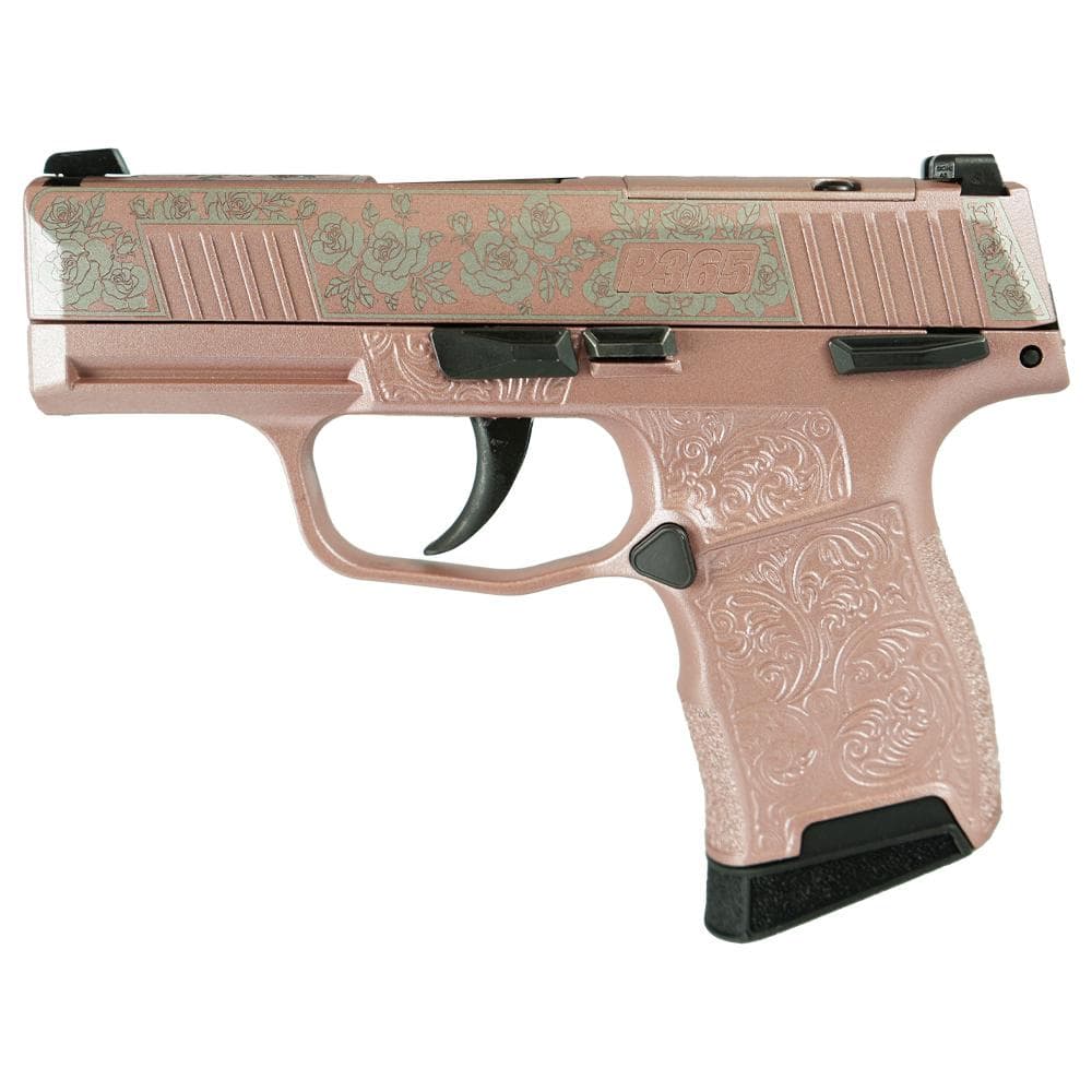 Sig Sauer Exclusive "Rose Gold N Roses" P365-380 Handgun 380 Auto 10rd Magazine 3.1" Barrel Black Manual Safety