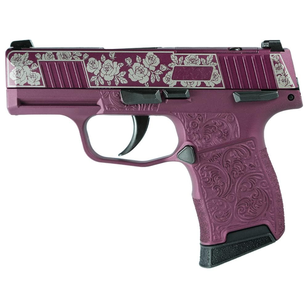 Sig Sauer Exclusive "Black Cherry Roses" P365-380 Handgun 380 Auto 10rd Magazine 3.1" Barrel Black Manual Safety