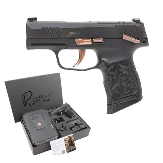 Sig Sauer P365-380 Rose Handgun .380 Auto 10rd Magazines (2) 3.1" Barrel Black with Rose Kit(Vaultek Safe)