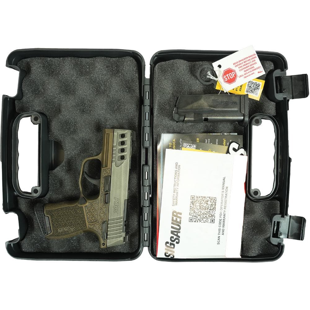 Sig Sauer P365 "Gold Bug"Distressed Gray/Brown OR Handgun 9mm Luger 10rd Magazines(2) 3.1" Barrel X-RAY 3 Sights Manual Safety