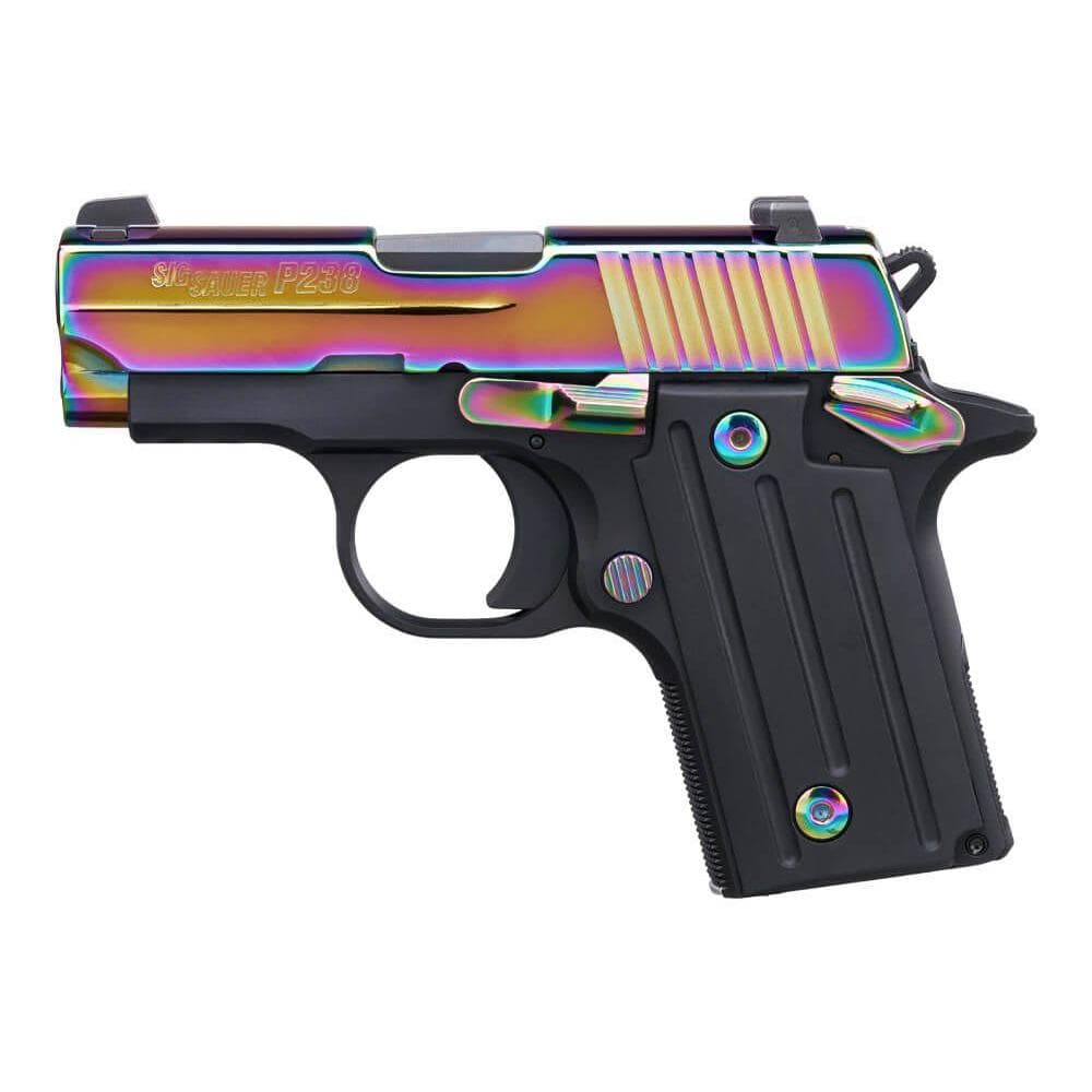 Sig Sauer P238 Titanium Rainbow SAO Handgun .380 Auto 6rd Magazines(2) 2.7" Barrel G10 Grips Night Sights