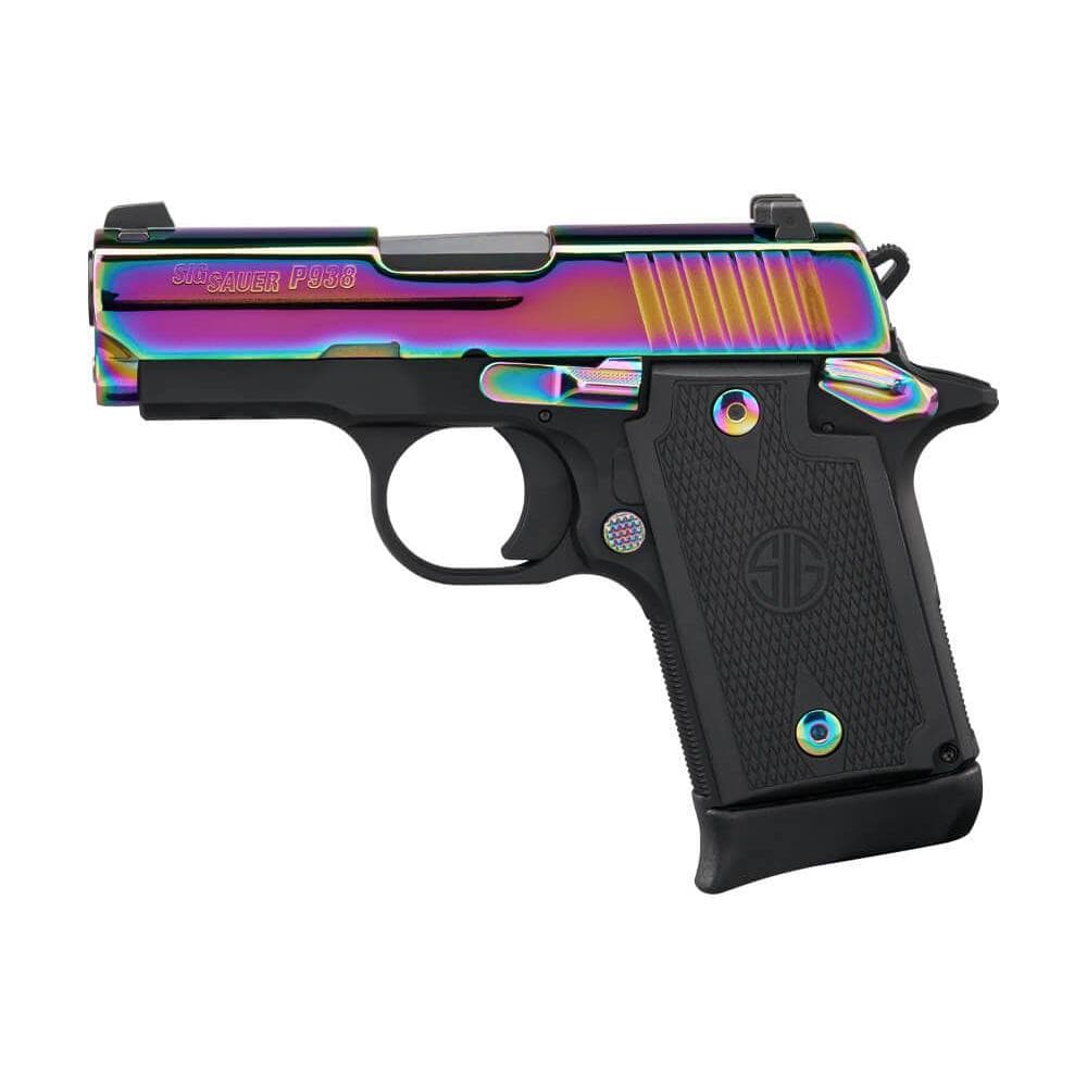 Sig Sauer P938 Titanium Rainbow SAO Handgun 9mm Luger 7rd Magazines(2) 3" Barrel G10 Grips