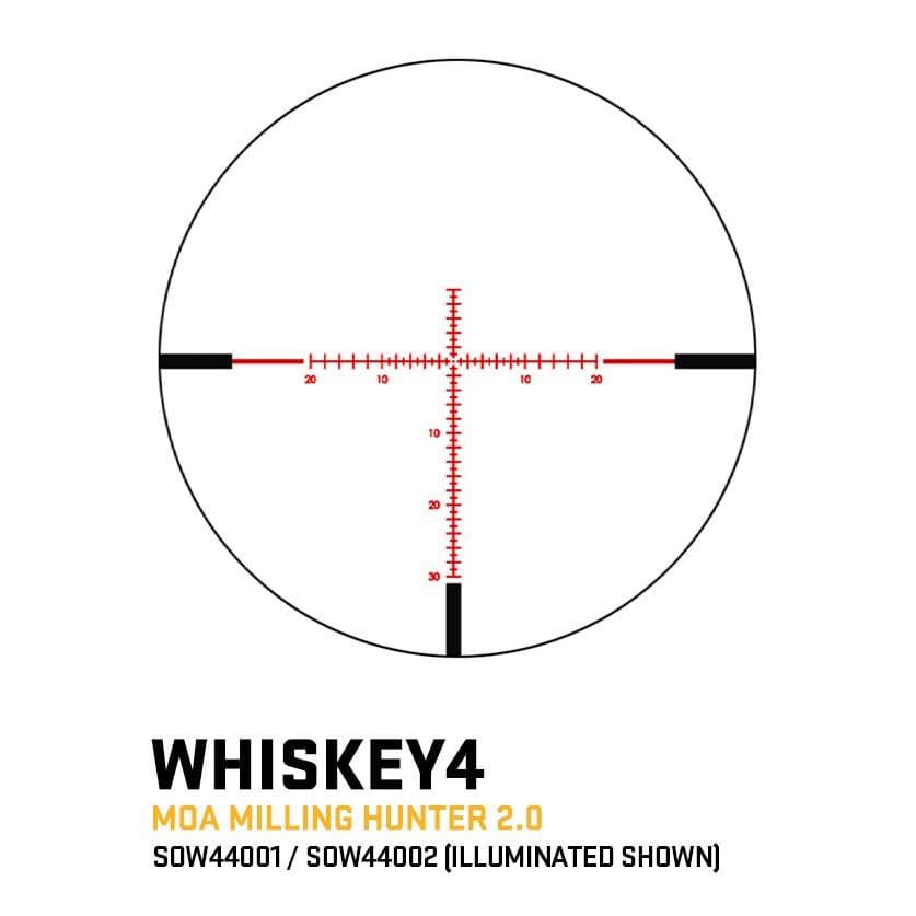 Sig Sauer Whiskey 4 Rifle Scope 4-16x44 30mm FFP MOA Milling Hunter 2.0 Non-Illum Exposed Zero Stop Side Focus - Black