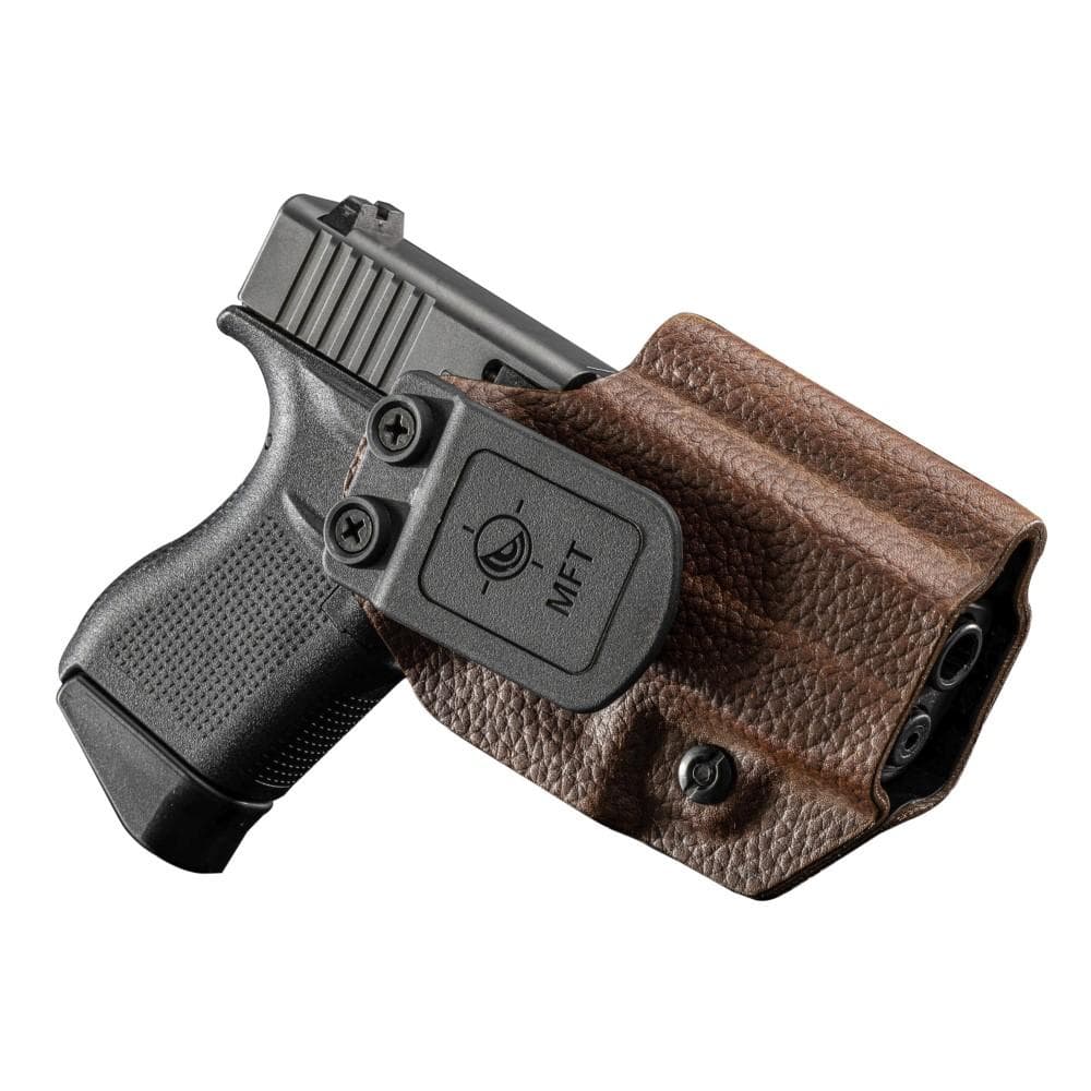 Mission First Tactical Leather Hybrid IWB/OWB Holster for Glock 43/43x Brown Ambi