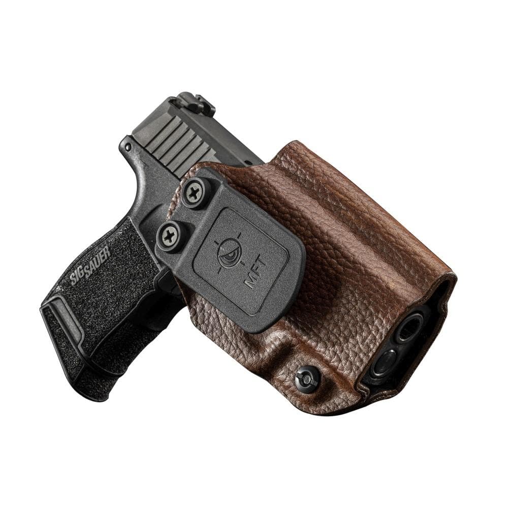 Mission First Tactical Leather Hybrid IWB/OWB Holster for Sig Sauer P365 Brown Ambi