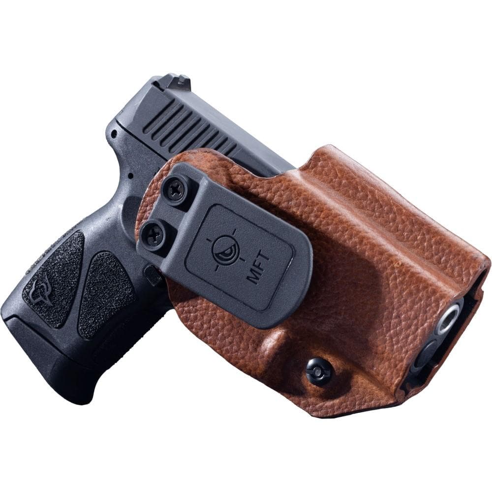 Mission First Tactical Leather Hybrid IWB/OWB Holster for Taurus PT111/G2/G2C/G2S/G3c Brown Ambi