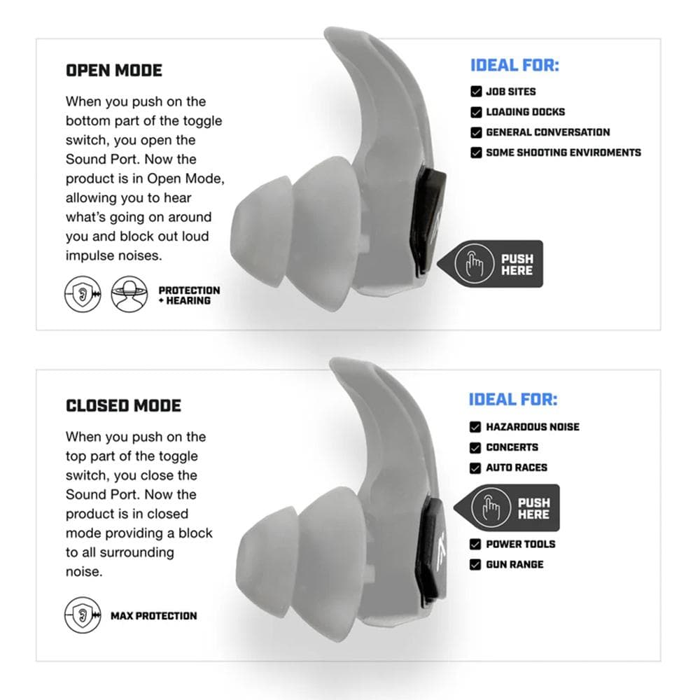 Axil X30i Passive Ear Plugs 13-31dB Charcoal Black
