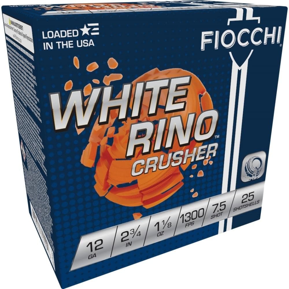 Fiocchi White Rino Crusher Shotshells 12ga 2-3/4" 1-1/8oz 1300 fps #7.5 25/ct