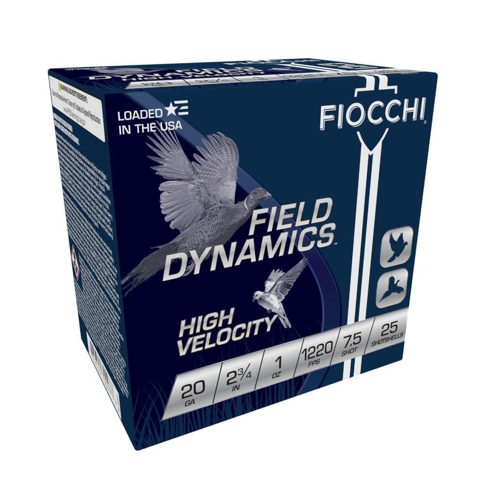 Fiocchi High Velocity Shotshells 20ga. 2-3/4" 1oz #7.5 25/ct