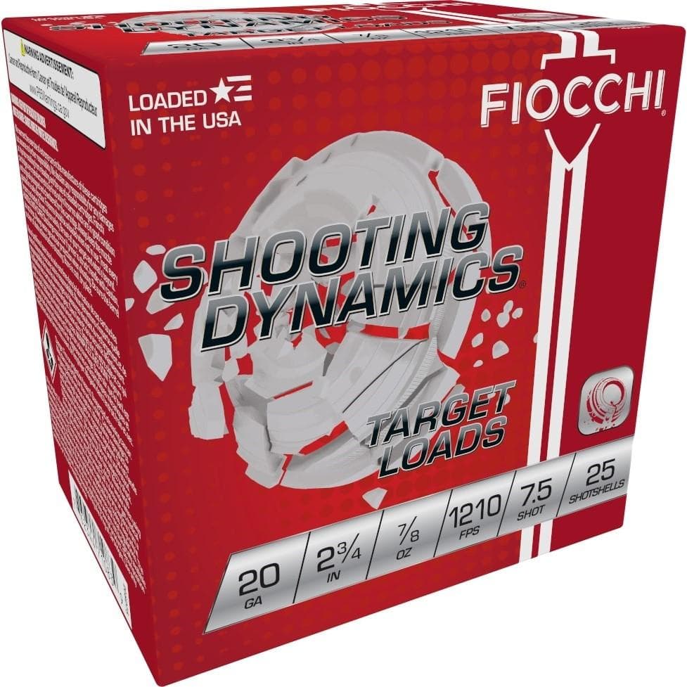 Fiocchi Shooting Dynamics Shotshells 20ga 2-3/4in 7/8 oz #7.5 1210 fps 25/ct