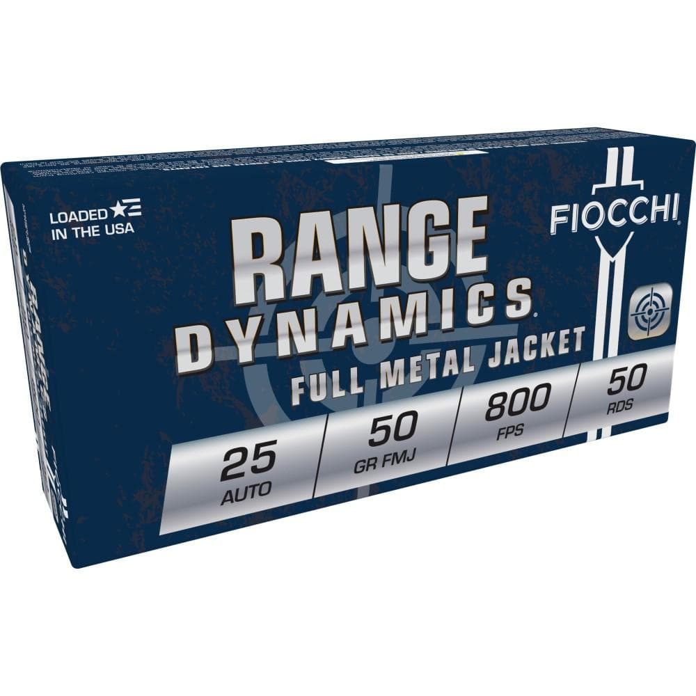 Fiocchi Pistol Shooting Dynamics Handgun Ammunition .25 ACP 50 gr FMJ 800 fps 50/rd