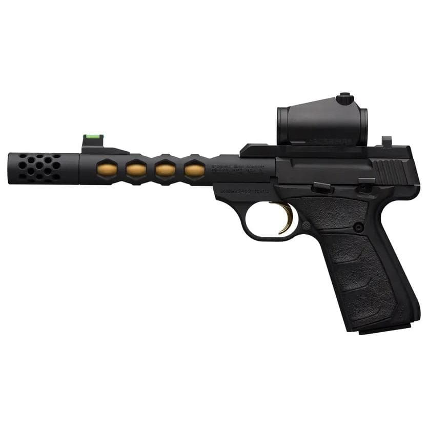 Browning Buck Mark Vision Handgun .22 LR 10rd Magazine 5.875" 1/2x28 Threaded Barrel Black Gold with Vortex Red Dot